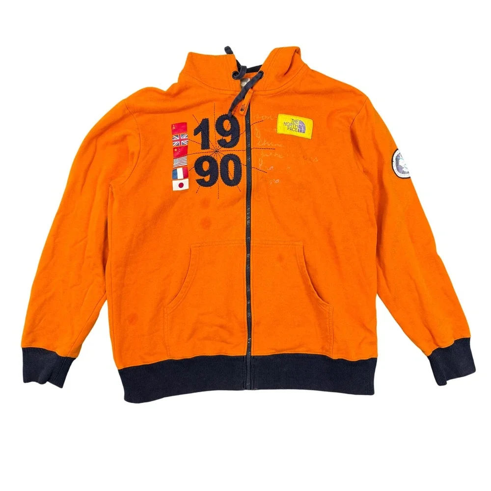The North Face Trans-Antarctica Expedition 1990 Full Zip Hoodie Mens XL Orange